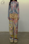 CONSTANÇA ENTRUDO sunset monster print denim trousers AW23_TRO07